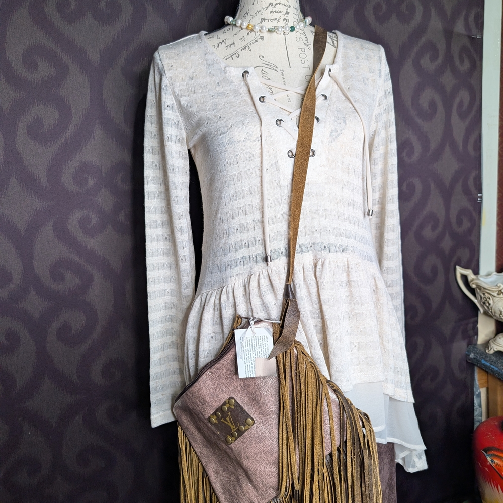 Maurices Cream Knit Peplum S & Brown Cords 6P